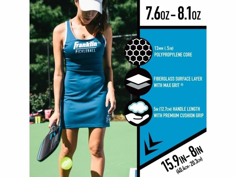 Franklin Christine McGrath 13mm Signature Pickleball Paddle Black/Blue 4 Franklin Christine McGrath 13mm Signature Pickleball Paddle Black/Blue - Image 4
